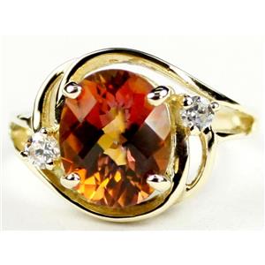 10K, 14K or 18K Gold Ladies Ring, Twilight Fire Topaz, R021