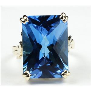 10K, 14K or 18K Gold Ladies Ring, Swiss Blue Topaz, R039