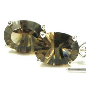 925 Sterling Silver Threader Earrings, Smoky Quartz, SE003