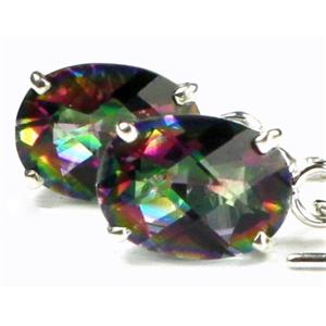 925 Sterling Silver Threader Earrings, Mystic Fire Topaz, SE003