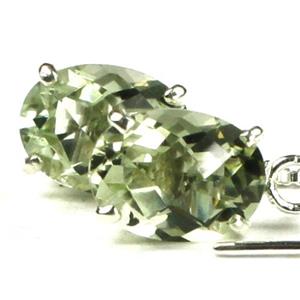 925 Sterling Silver Threader Earrings, Green Amethyst (Prasiolite), SE003