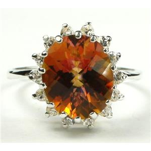 SR283, Twilight Fire Topaz, 925 Sterling Silver Cluster Ring