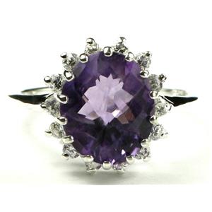 SR283, Amethyst, 925S Sterling Silver Cluster Ring