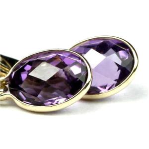 14k Gold Leverback Earrings, Amethyst, E001