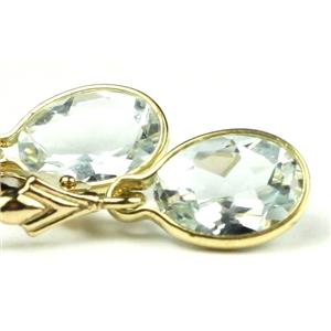 14k Gold Leverback Earrings, Aquamarine, E001