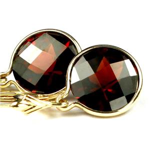 14k Gold Leverback Earrings, Mozambique Garnet, E211