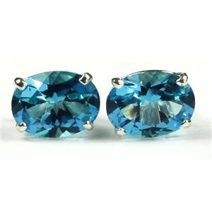 925 Sterling Silver Post Earrings, Paraiba Topaz, SE002