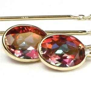 14k Gold Threader Earrings, Twilight Fire Topaz, E005