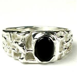 925 Sterling Silver Men's Nugget Ring, Black Onyx, SR197