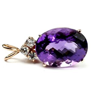 P016, Amethyst, 14K Gold Pendant