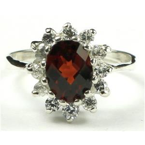 SR235, Mozambique Garnet, 925 Sterling Silver Ladies Cluster Ring