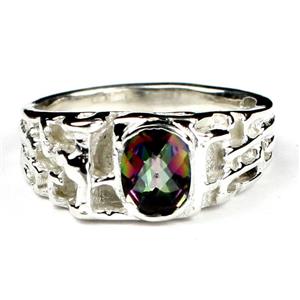 925 Sterling Silver Men's Nugget  Ring, Mystic Fire Topaz, SR197