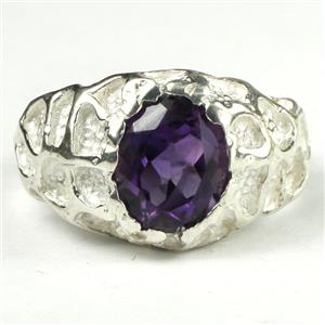 925 Sterling Silver Men's Nugget Ring, Amethyst, SR168