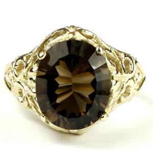 10K, 14K or 18K Gold Ladies Ring, Smoky Quartz (Concave Cut), R114