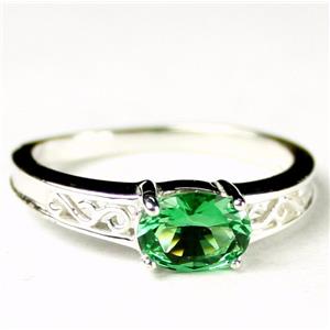SR362, Russian Nanocrystal Emerald, 925 Sterling Silver Ladies Ring