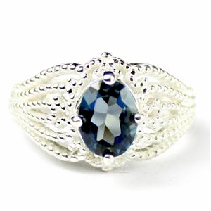SR365, London Blue Topaz, 925 Sterling Silver Beaded Ring
