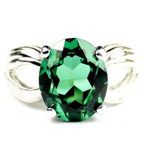 SR361, Russian Nanocrystal Emerald, 925 Sterling Silver Ladies Ring