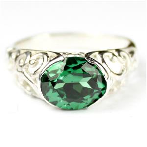 Russian Nanocrystal Emerald, 925 Sterling Silver Ring, SR360