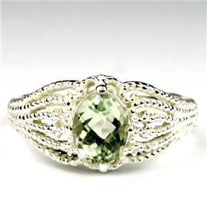 SR365, Green Amethyst (Prasiolite), 925 Sterling Silver Ladies Ring