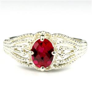 SR365, Created Ruby, 925 Sterling Silver Ladies Ring
