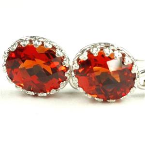925 Sterling Silver Leverback Earrings, Created Padparadscha Sapphire, SE109
