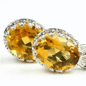 925 Sterling Silver Crown Bezel Leverback Earrings, Citrine, SE109