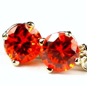 14k Gold Leverback Earrings, Created Padparadscha Sapphire, E017