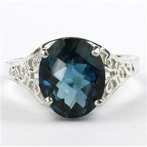 SR057, London Blue Topaz, 925 Sterling Silver Ring