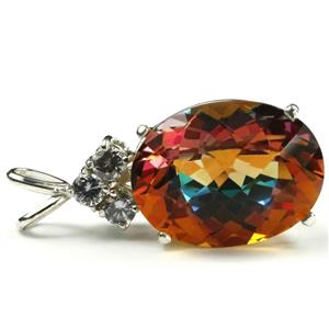 925 Sterling Silver Pendant w/accents, 22 ct Twilight Fire Topaz, SP016