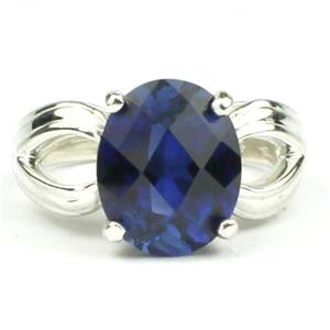SR361, Created Blue Sapphire, 925 Sterling Silver Ring