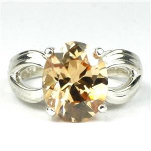 SR361, Champagne CZ, 925 Sterling Silver Ring