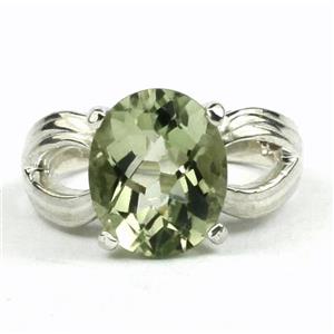 SR361, Green Amethyst (Prasiolite), 925 Sterling Silver Ring