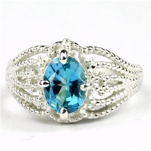 Swiss Blue CZ, 925 Sterling Silver Ring, SR365