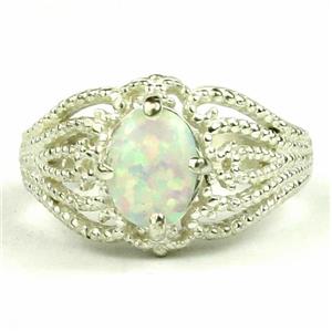 SR365, Created White Opal, 925 Sterling Silver Ring