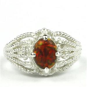 SR365, Created Red/Brown Opal, 925 Sterling Silver Ring