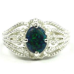 SR365, Created Blue Green Opal, 925 Sterling Silver Ring