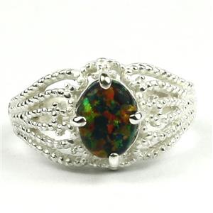 SR365, Created Black Opal, Sterling Silver Ring