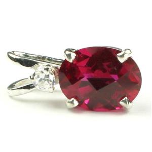 925 Sterling Silver Pendant, Created Ruby, SP021