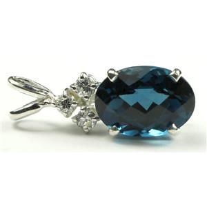 925 Sterling Silver Pendant, London Blue Topaz, SP043