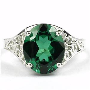SR057, Russian Nanocrystal Emerald, 925 Sterling Silver Ring