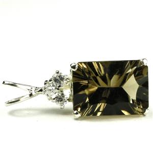 925 Sterling Silver Pendant, Smoky Quartz, SP042