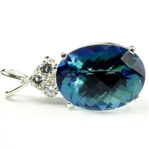 925 Sterling Silver Pendant w/accents, Neptune Garden Topaz, SP016