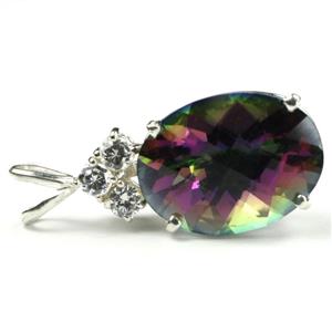 925 Sterling Silver Pendant w/accents, Mystic Fire Topaz, SP016