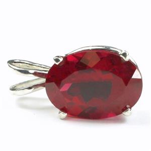 925 Sterling Silver Pendant, Created Ruby, SP006