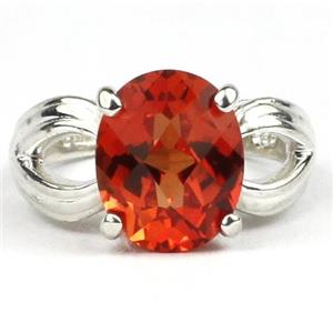 SR361, Created Padparadsha Sapphire, 925 Sterling Silver Ring
