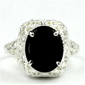 Sterling Silver Ladies Ring, Black Onyx, SR009