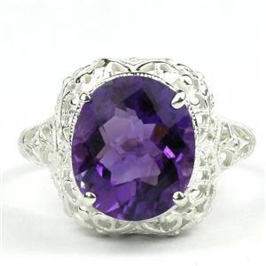 Sterling Silver Ladies Ring, Amethyst, SR009