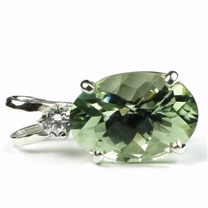 925 Sterling Silver Pendant, Green Amethyst, SP019