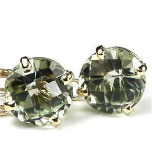 14k Gold Leverback Earrings, Green Amethyst, E117