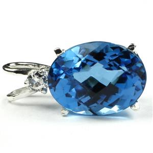 925 Sterling Silver Pendant,  Swiss Blue Topaz, SP085